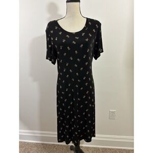 Ronni Nicole Vintage Dress M Pineapple‎ Fruit Print Glitter Sparkle Non Wrinkle